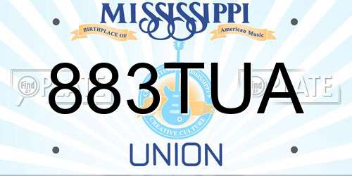 883TUA Mississippi License Plate