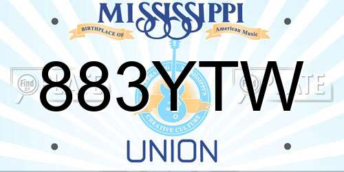 883YTW Mississippi License Plate