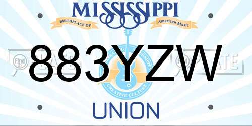 883YZW Mississippi License Plate