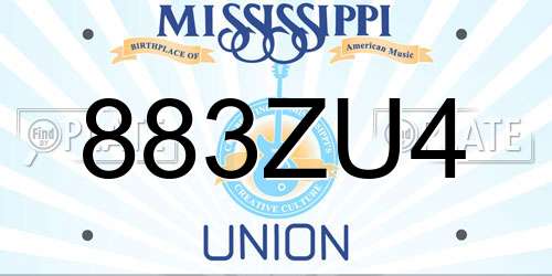 883ZU4 Mississippi License Plate