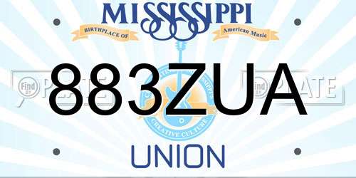 883ZUA Mississippi License Plate