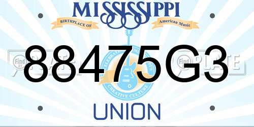 88475G3 Mississippi License Plate