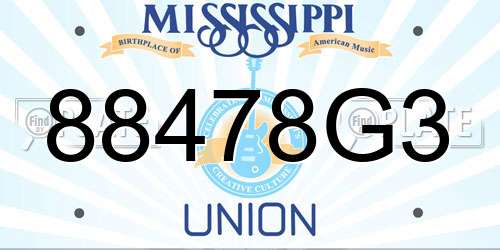 88478G3 Mississippi License Plate
