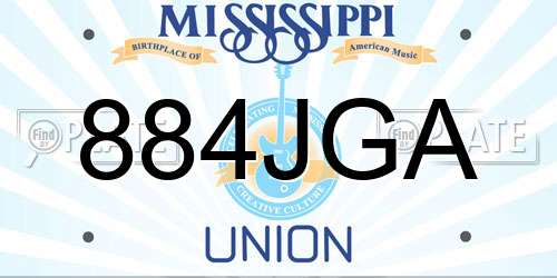 884JGA Mississippi License Plate