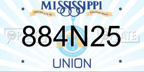 884N25 Mississippi License Plate