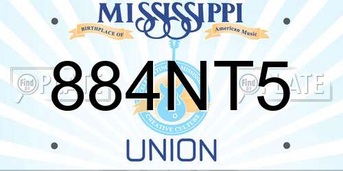 884NT5 Mississippi License Plate