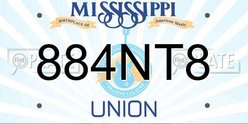 884NT8 Mississippi License Plate