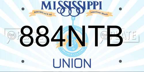 884NTB Mississippi License Plate