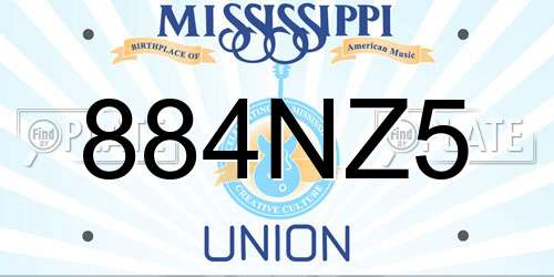 884NZ5 Mississippi License Plate