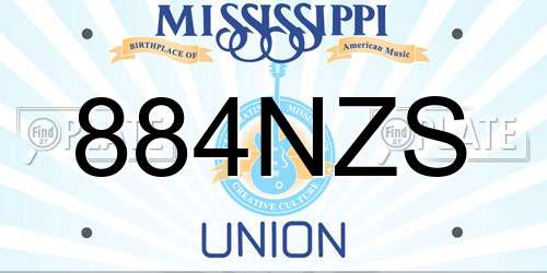 884NZS Mississippi License Plate