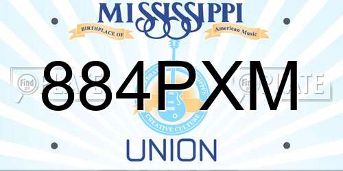 884PXM Mississippi License Plate