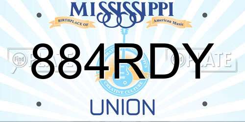 884RDY Mississippi License Plate