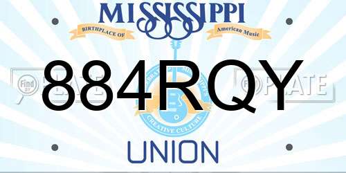 884RQY Mississippi License Plate