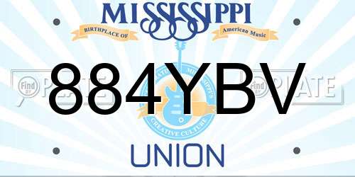 884YBV Mississippi License Plate