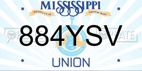 884YSV Mississippi License Plate