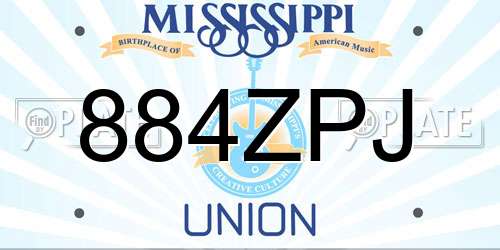 884ZPJ Mississippi License Plate