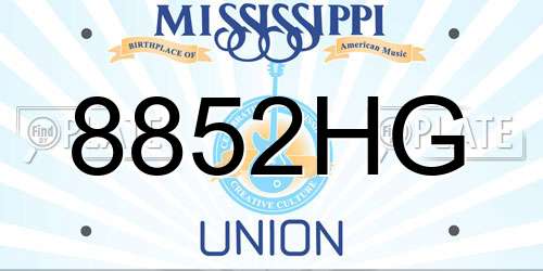 8852HG Mississippi License Plate