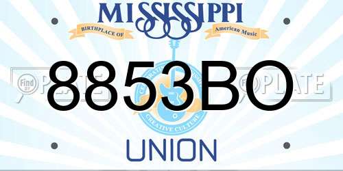 8853BO Mississippi License Plate