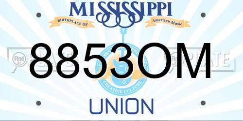 8853OM Mississippi License Plate