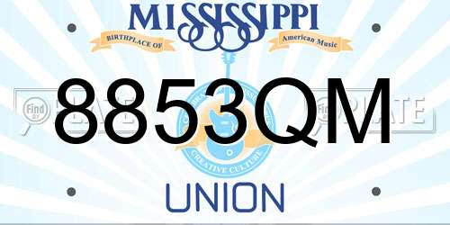 8853QM Mississippi License Plate