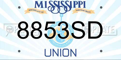 8853SD Mississippi License Plate
