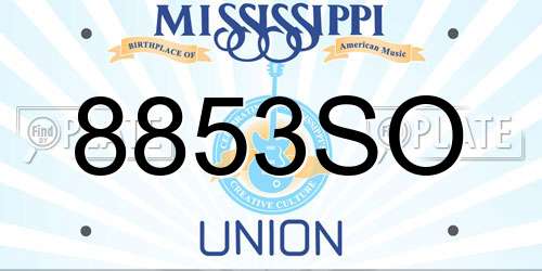 8853SO Mississippi License Plate