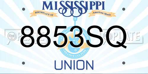8853SQ Mississippi License Plate