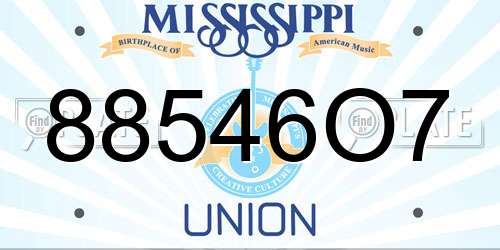88546O7 Mississippi License Plate