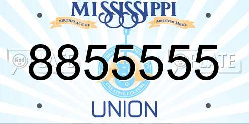 8855555 Mississippi License Plate