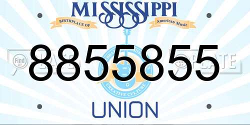 8855855 Mississippi License Plate
