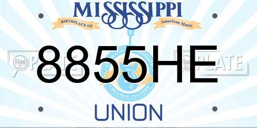 8855HE Mississippi License Plate