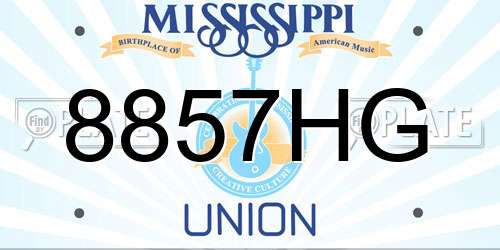 8857HG Mississippi License Plate