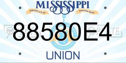 88580E4 Mississippi License Plate