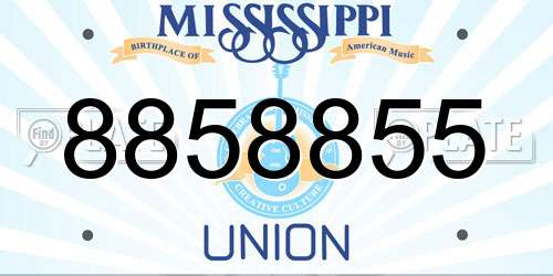 8858855 Mississippi License Plate