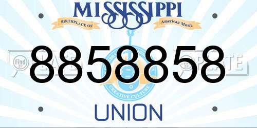 8858858 Mississippi License Plate