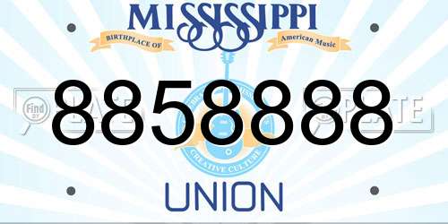 8858888 Mississippi License Plate