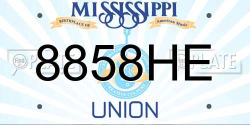 8858HE Mississippi License Plate