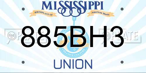 885BH3 Mississippi License Plate