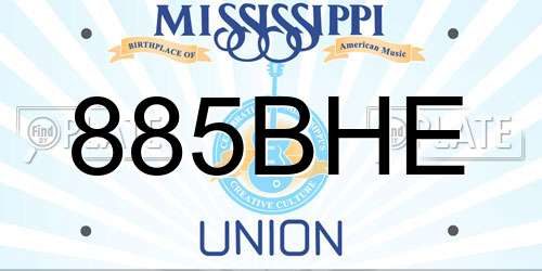 885BHE Mississippi License Plate