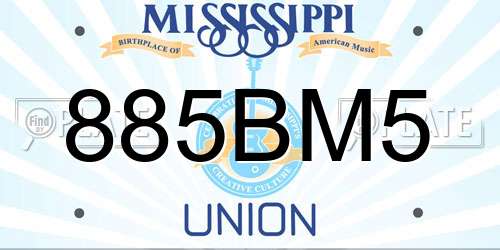 885BM5 Mississippi License Plate