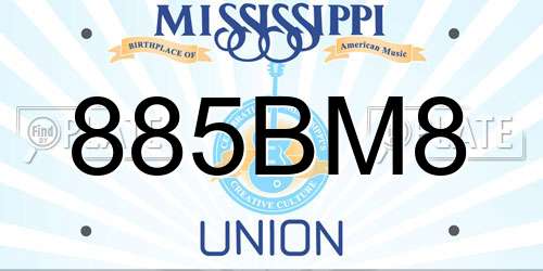 885BM8 Mississippi License Plate
