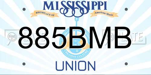 885BMB Mississippi License Plate