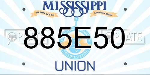 885E50 Mississippi License Plate