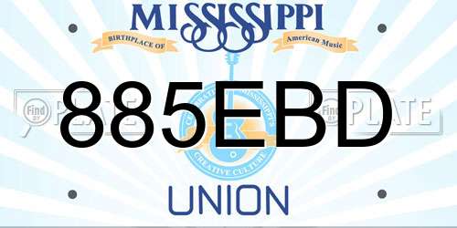 885EBD Mississippi License Plate