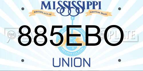885EBO Mississippi License Plate