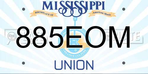 885EOM Mississippi License Plate