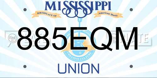 885EQM Mississippi License Plate