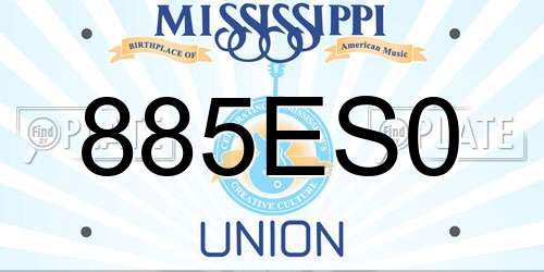 885ES0 Mississippi License Plate