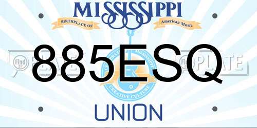 885ESQ Mississippi License Plate
