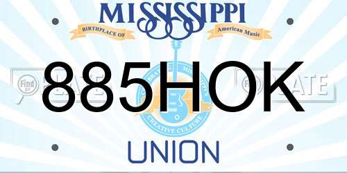 885HOK Mississippi License Plate